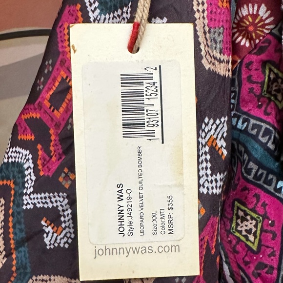 Johnny Was quilted leopard velvet bomber jacket size XXL - Picture 6 of 7